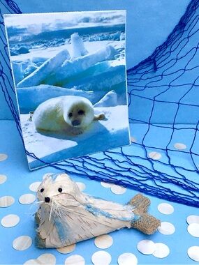 Arctic Bundle .• Harp Seal Figurine & Art Print